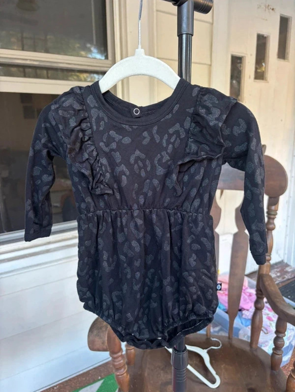 Kyte Baby Midnight Leopard Long Sleeve Bubble Romper 3–6M